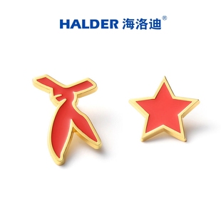 海洛迪红色文化学生红领巾金属徽章红色五角星胸针简约国庆纪念品
