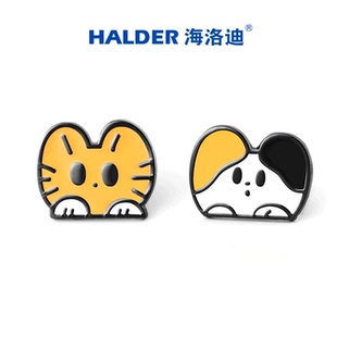 原创设计HALDER饰品 素礼物 爱心形橘猫三花猫金属胸针 徽章猫元