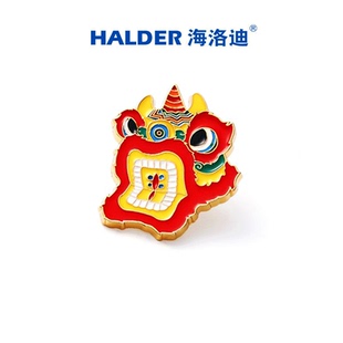 春节喜庆勋章 海洛迪 原创设计 舞狮胸针 中国风文创醒狮子头徽章