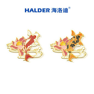 锦鲤鱼戏莲花叶间徽章原创中考高考好运祝福胸针送人礼物 海洛迪