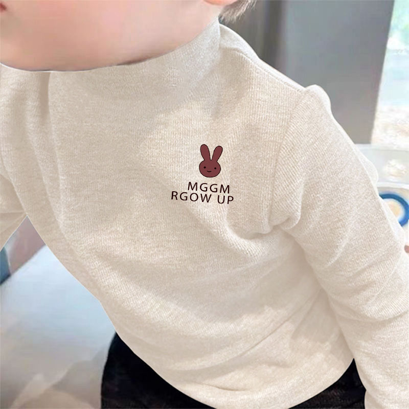 螺纹德绒打底衫秋冬季宝宝韩版儿童长袖上衣T恤男女童保暖半高领