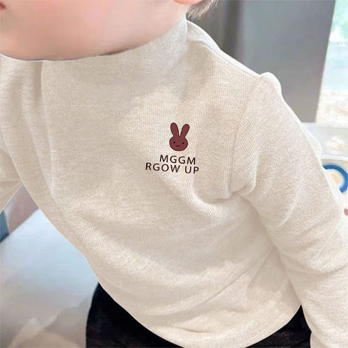 螺纹德绒打底衫秋冬季宝宝韩版儿童长袖上衣T恤男女童保暖半高领