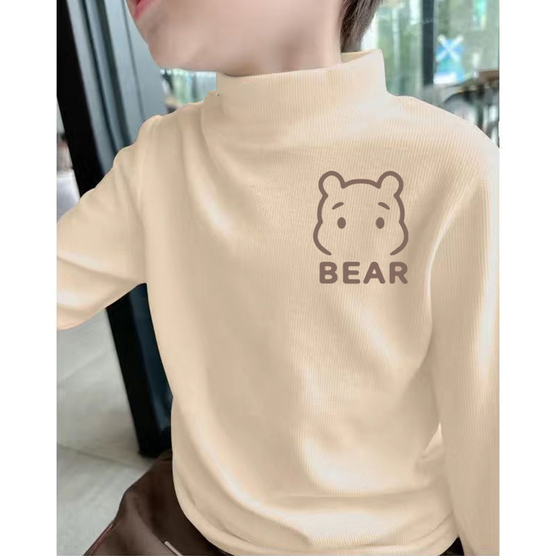 新款男童内搭螺纹德绒打底上衣半高领儿童秋冬长袖中大童帅气T恤