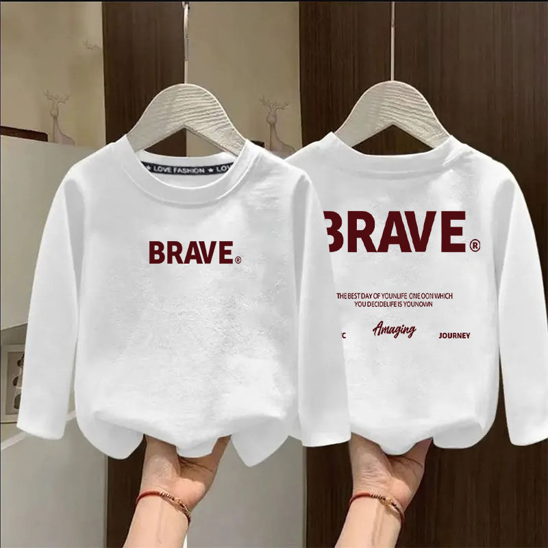 儿童春秋装纯棉长袖T恤帅气男童宽松上衣中大童春秋款百搭打底衫