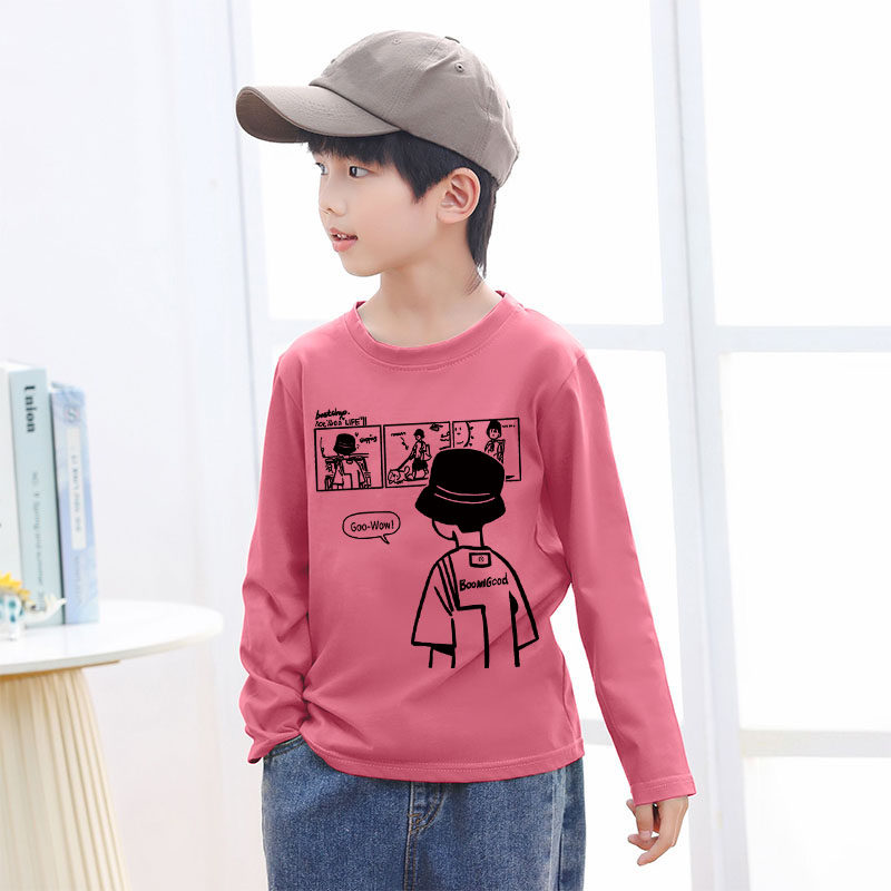 儿童春秋装纯棉长袖T恤男童帅气宽松上衣中大童春秋款百搭打底衫