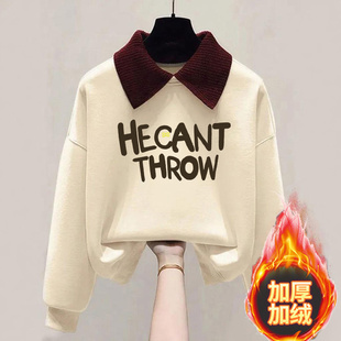 冬季儿童加绒卫衣加厚款中大童卫衣假两件男女童保暖上衣童装衣服