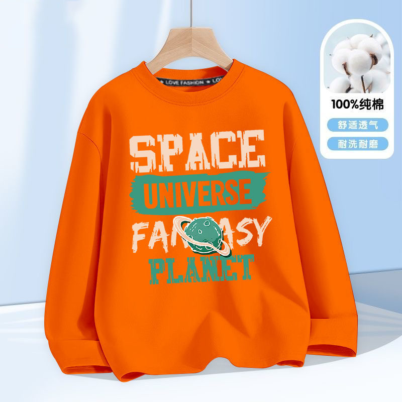 儿童春秋装纯棉长袖T恤帅气男童宽松上衣中大童春秋款百搭打底衫