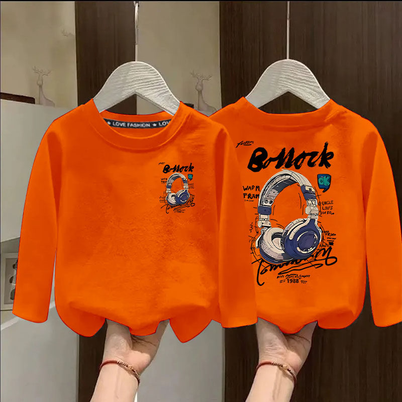 儿童春秋装纯棉长袖T恤帅气男童宽松上衣中大童春秋款百搭打底衫