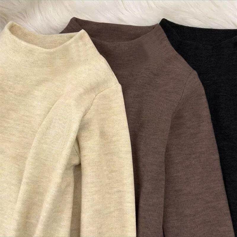 新款女童半高领打底衫保暖上衣