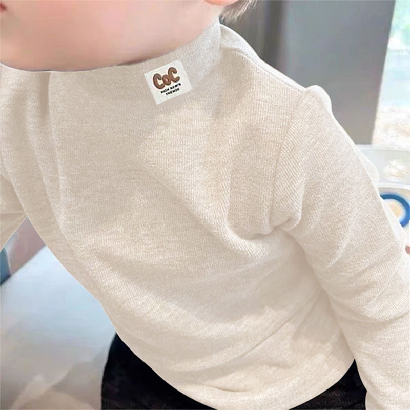 新款男童长袖打底儿童半高领螺纹德绒保暖上衣秋冬季宝宝童装T恤