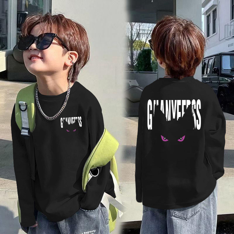 儿童春秋装纯棉长袖T恤帅气男童宽松上衣中大童春秋款百搭打底衫