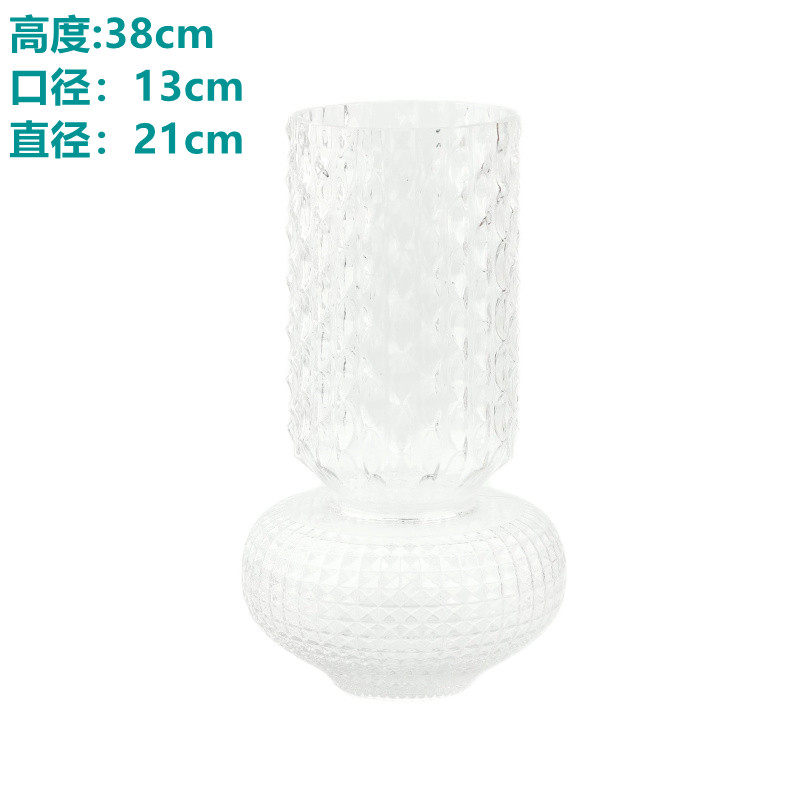 花时间《植得》美式乡村浮雕渐变色民宿花瓶透明玻璃客厅桌面水i.