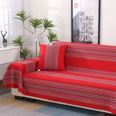 老粗布一片式沙发巾加厚防猫抓