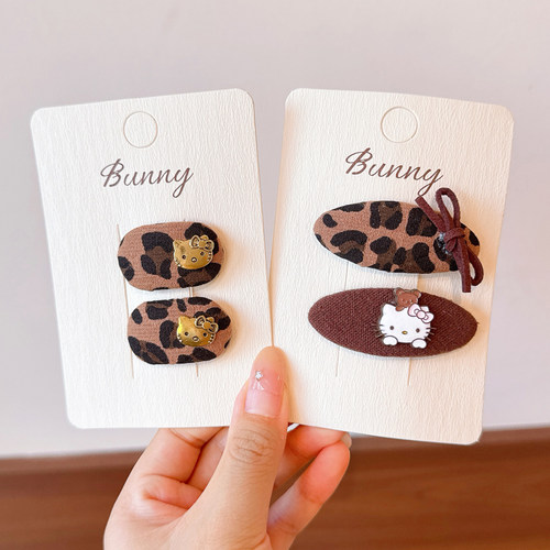 复古豹纹KT猫甜美发夹