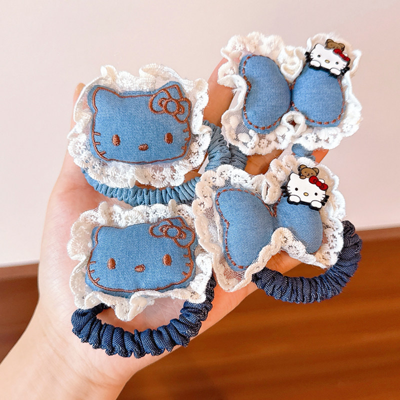 卡通风甜美蕾丝花边猫咪发圈女可爱牛仔小肠发圈头绳皮筋,童装/婴儿装/亲子装,发饰,淘宝优惠券,粉丝福利购,淘宝优惠卷