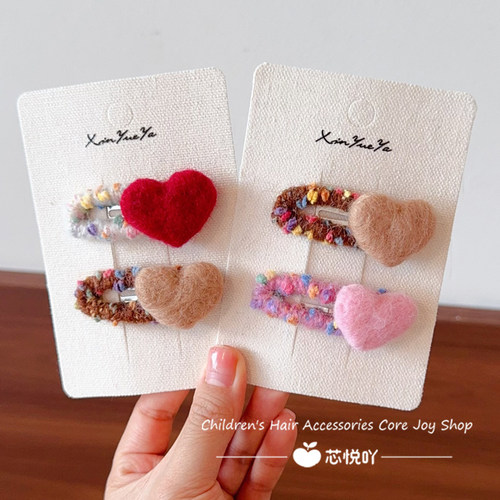 韩国毛绒爱心复古可爱发夹