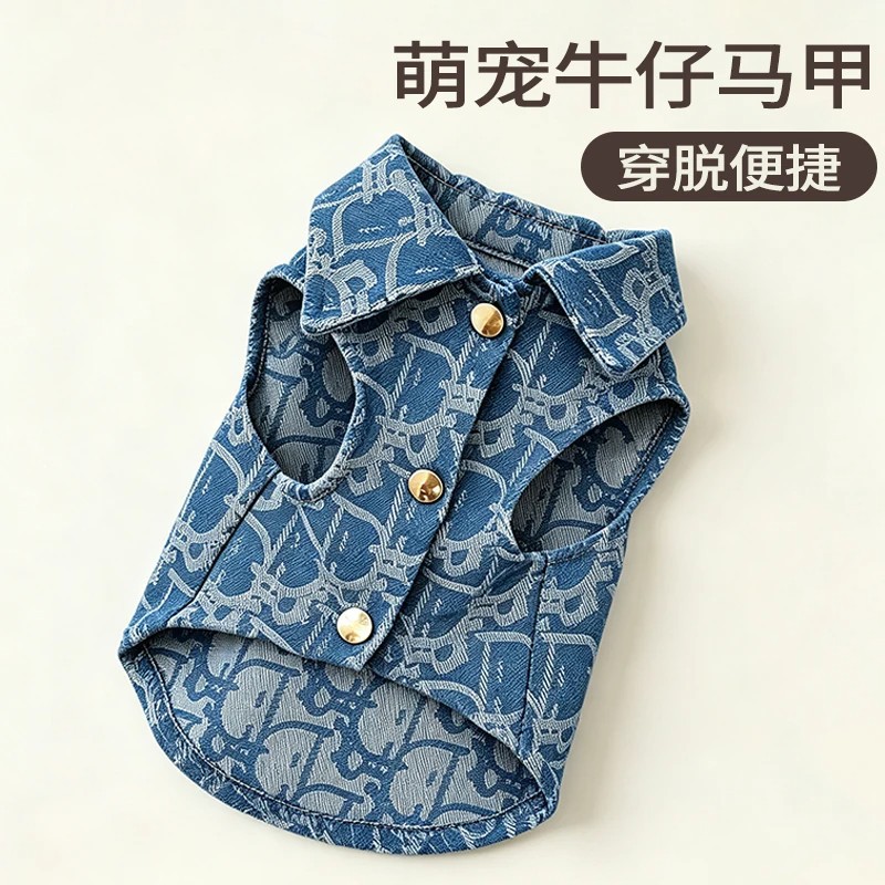 小猫衣服秋冬天复古酷帅翻领按扣猫宠物服装/雨衣（新