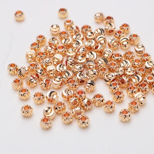 14k包金保色西瓜珠diy饰品配件铜珠横切花珠南瓜珠隔珠手工串珠