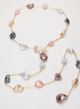 简约异形巴洛克长款贝壳珍珠