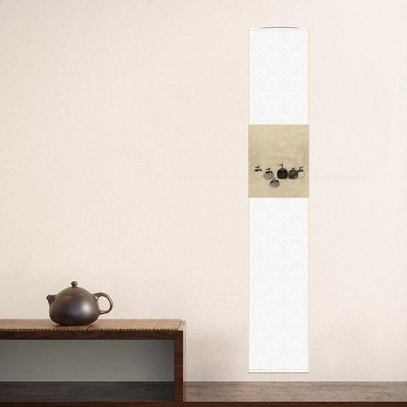 南宋牧溪法常《六柿图》禅意水墨画高清艺术微喷复制立轴装裱挂画