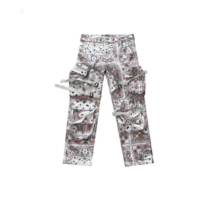 Juice WRLD绑带腰果花满印长裤工装裤 男女同款 美式潮流百搭