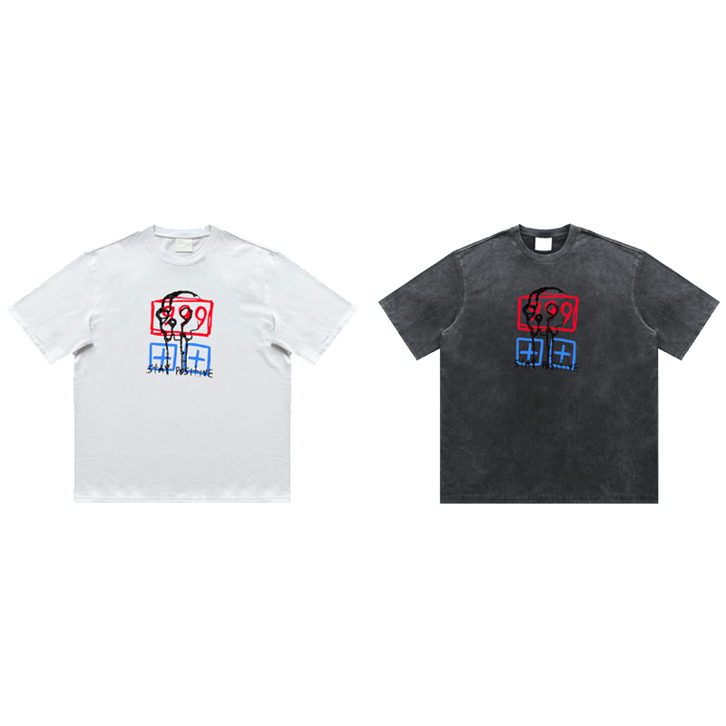 Juice WRLD 24SS天使与恶魔路西法审判水洗做旧短袖T恤