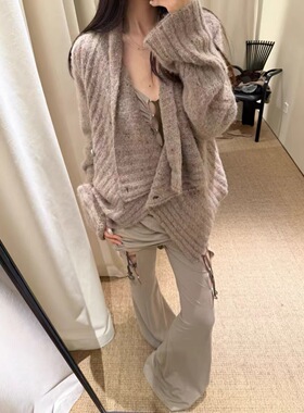 Ruier-Swayiug早春新款气质名媛风针织开衫女设计感羊毛毛衣外套