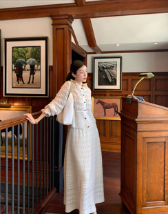 复古镂空针织开衫 本定制法式 女毛衣长半裙 正确羊毛水溶高版 RUIER