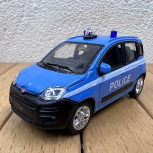 1:43菲亚特熊猫警车合金模型摆件儿童玩具车