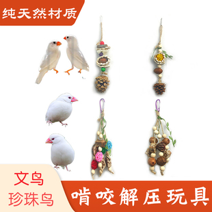 珍珠鸟专用玩具啃咬解压磨牙棒七彩文鸟绣眼小鸟的鸟笼子挂件用品