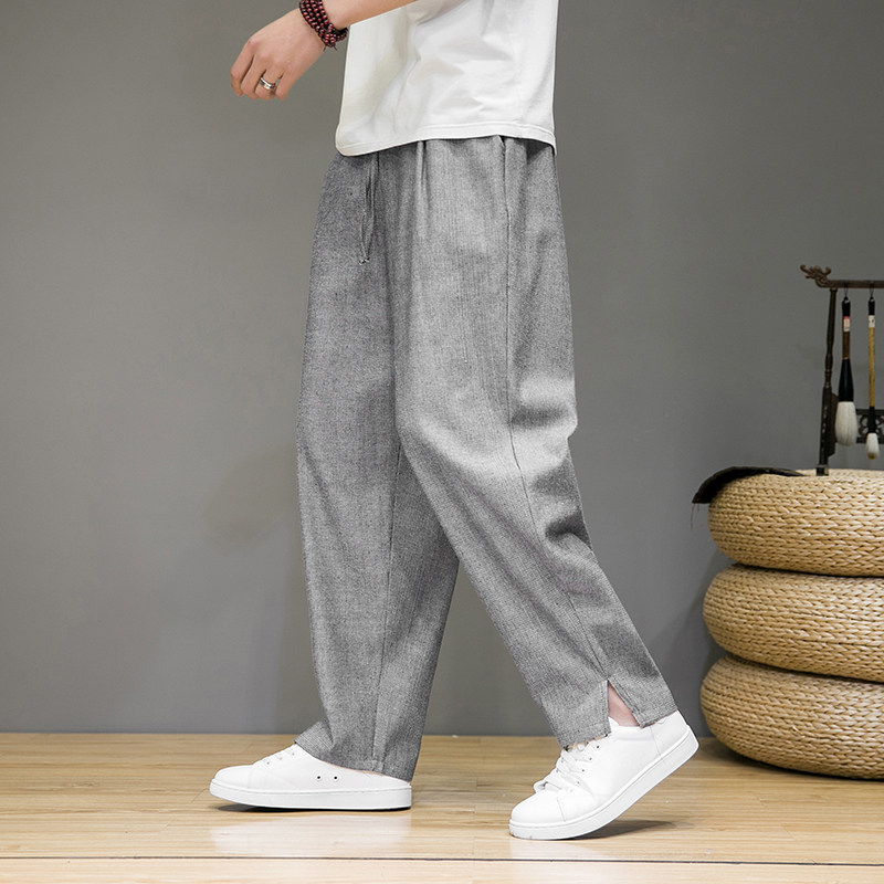 2023夏季男士麻色长裤宽松棉麻风休闲裤D833P65，男装休闲裤，星座312B-2