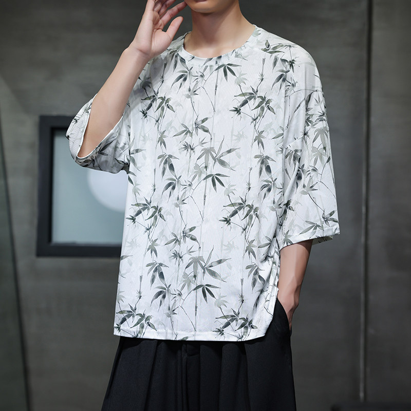 2024冰丝短袖男夏季薄款半袖T恤风新中式男装潮D933P45,男装T恤,星座312B-2