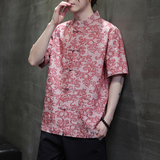 唐装男夏季短袖棉麻衬衫风盘扣中袖衬衣D920P55，男装衬衫，星座312B-2