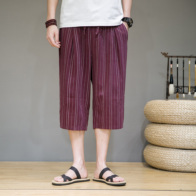 2023夏季新款男款棉麻提花七分裤D723P55，男装休闲裤，星座312B-2