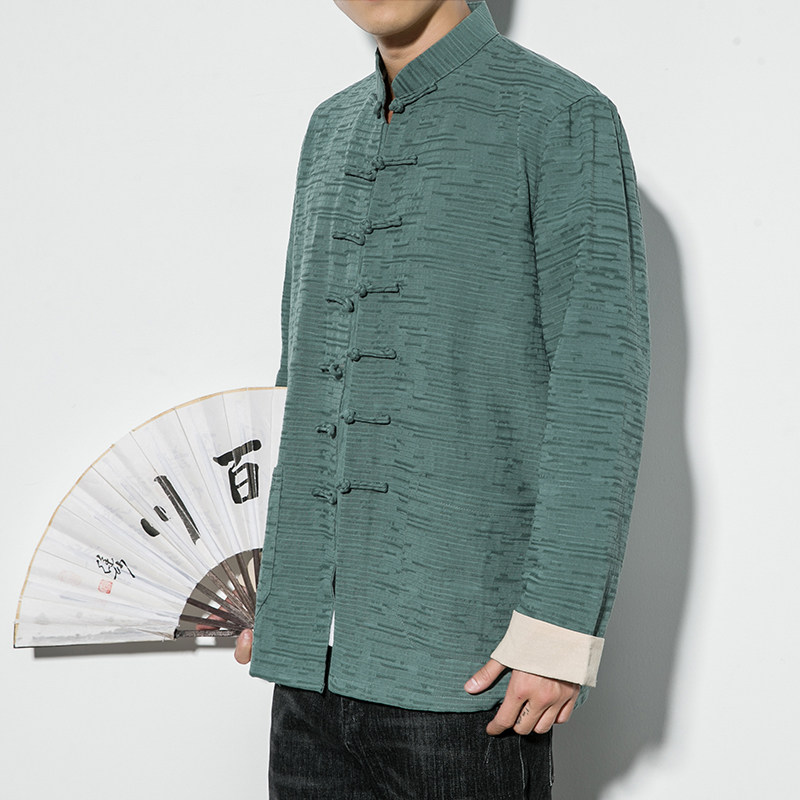 2021秋季新款高档提花风盘扣男装外套D748,男装衬衫,星座312B-2