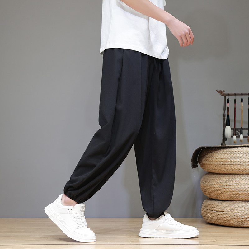 风裤子男春夏款休闲百搭束脚阔腿裤加肥加大码哈伦裤D922P70,男装休闲裤,星座312B-2