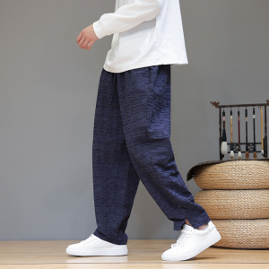 2025新款风提花棉麻男裤子宽松直筒裤棉麻休闲裤D966P70，男装休闲裤，星座312B-2