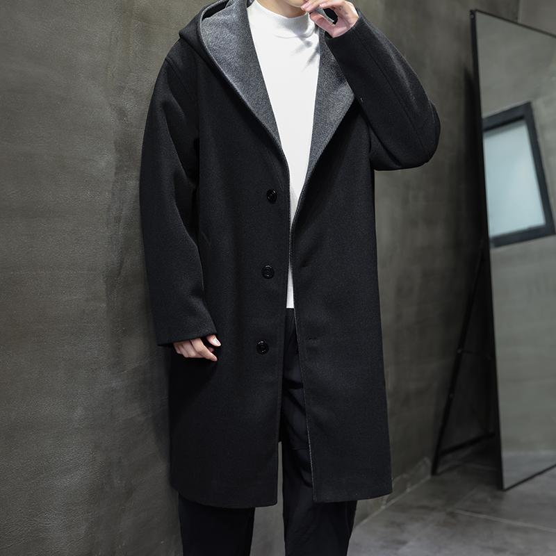2025冬季新款风连帽中长款呢大衣男士拼色外套D907P155,男装毛呢大衣,星座312B-2