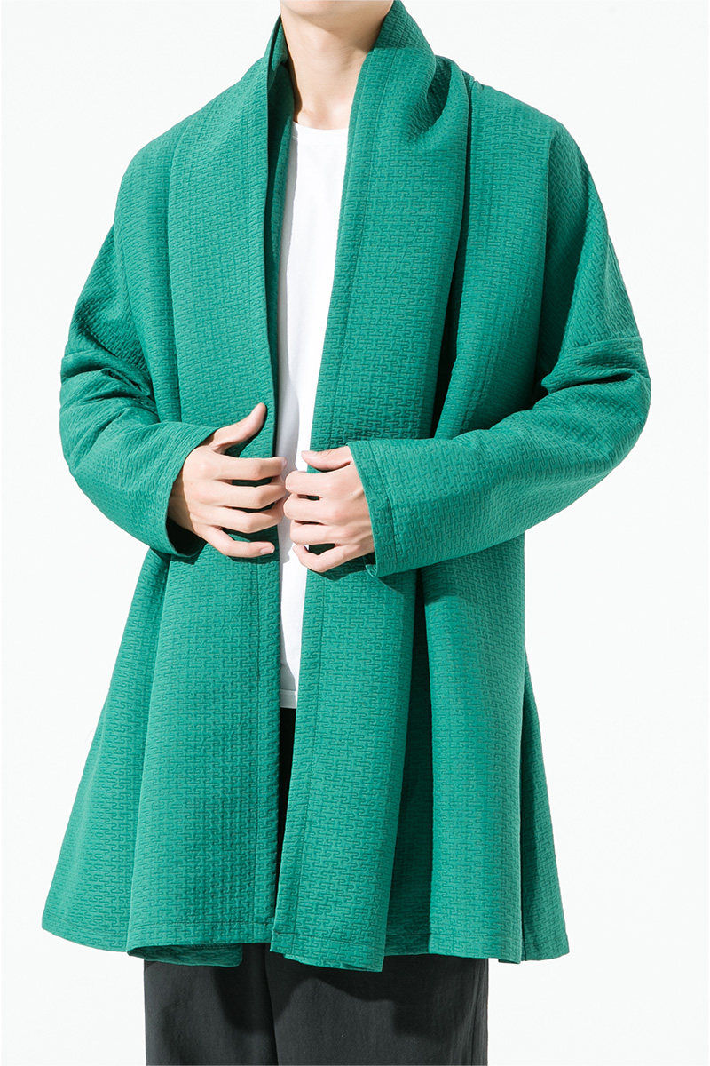 2023秋冬新款风加厚夹棉提花无扣开衫外套汉服风衣D802P135,男装风衣,星座312B-2