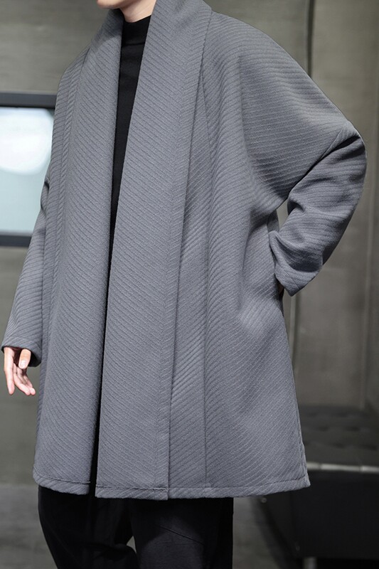2025冬季风开衫低调立体斜纹长袖披风男外套呢大衣D909P135,男装毛呢大衣,星座312B-2