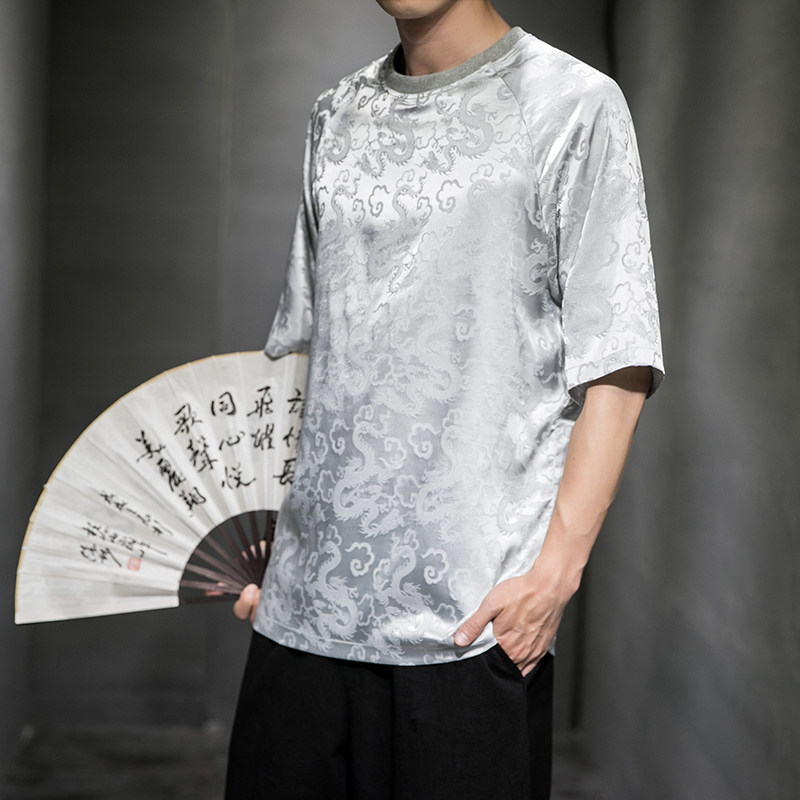 2023夏季新款圆领男款防龙纹提花T恤D651P45,男装T恤,星座312B-2