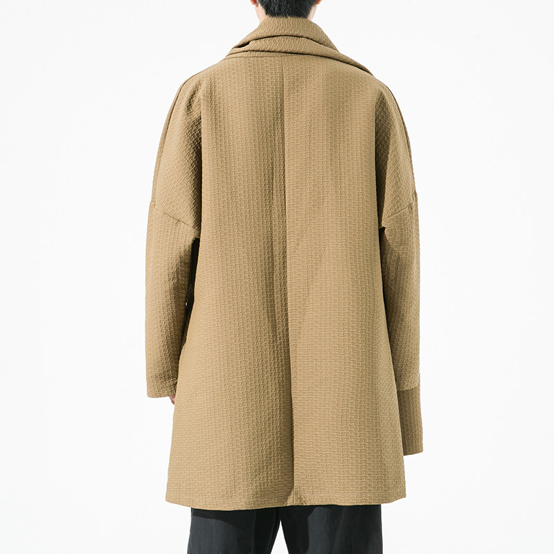 2023秋冬新款风加厚夹棉提花无扣开衫外套汉服风衣D802P135,男装风衣,星座312B-2