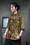 夏季风冰丝短袖衬衫男士休闲盘扣唐装提花中袖衬衣男D915P65，男装衬衫，星座312B-2