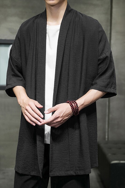 短袖外套男夏季中长款汉服披风风薄款防晒服宽松道袍D854P65,男装民族服装,星座312B-2