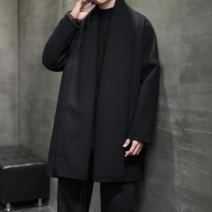 2025冬季风开衫低调立体斜纹长袖披风男外套呢大衣D909P135图片