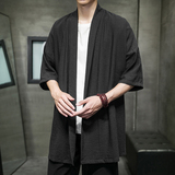 短袖外套男夏季中长款汉服披风风薄款防晒服宽松道袍D854P65，男装民族服装，星座312B-2
