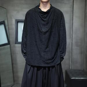 2025春季破洞做旧暗黑风堆堆领风长袖T恤D945P65图片