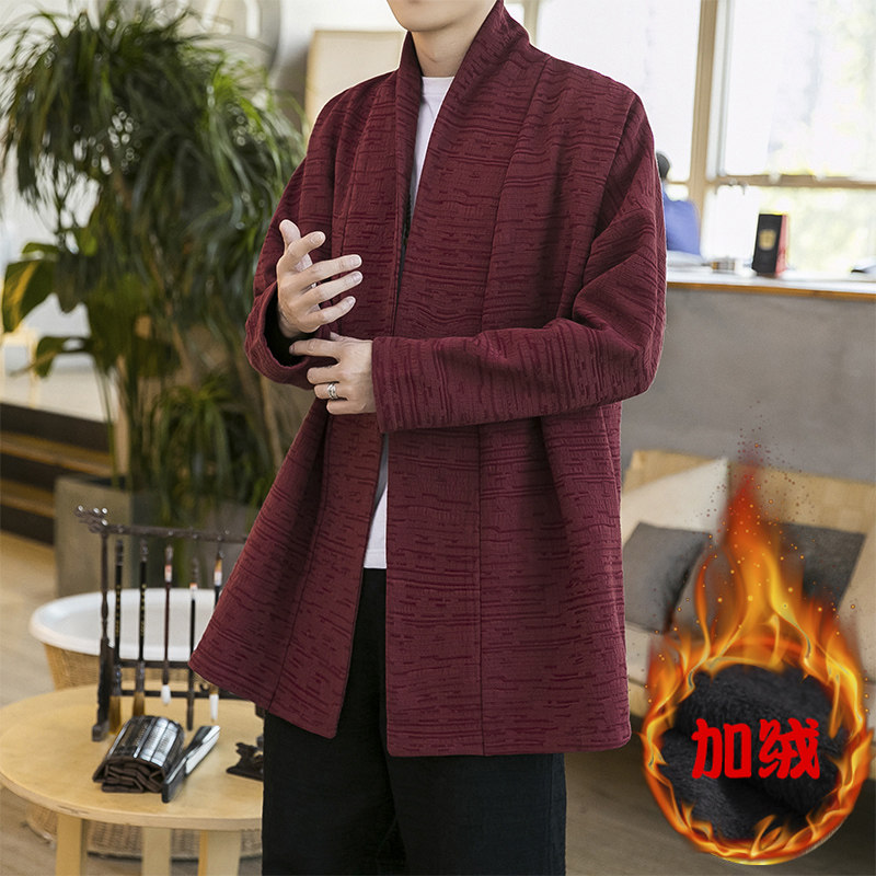 2023秋冬新款风汉服开衫加绒加厚披风外套D582P100,男装风衣,星座312B-2