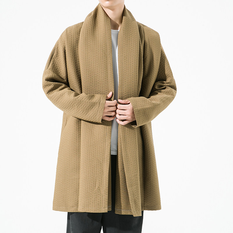 2023秋冬新款风加厚夹棉提花无扣开衫外套汉服风衣D802P135,男装风衣,星座312B-2