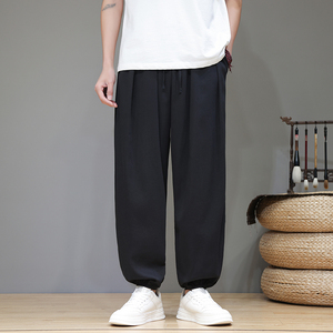 风裤子男春夏款休闲百搭束脚阔腿裤加肥加大码哈伦裤D922P70,牛仔裤长裙搭配什么衣服好看图片